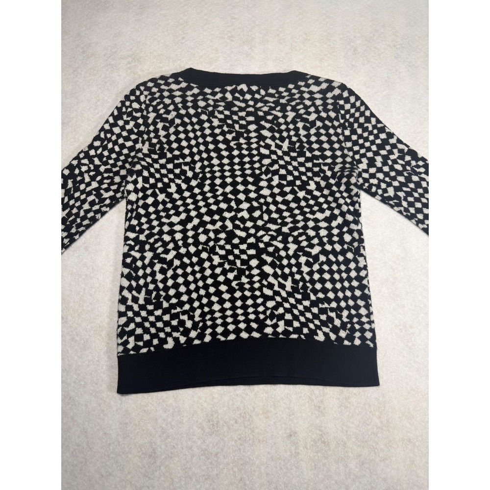 Halogen Black‎ White Geometric Print Crew Neck Sweater Top Women's XS - Picture 7 of 8